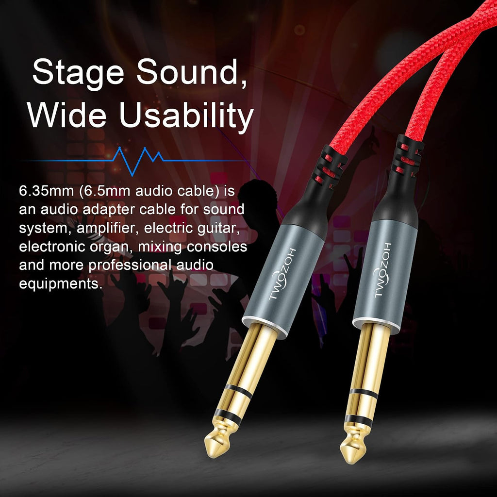 Jack 6.35Mm to 6.35Mm Balanced TRS Stereo Audio Cable, Male to Male 1/4 Inch Guitar Cable 0.5M (Profesional/Hifi)