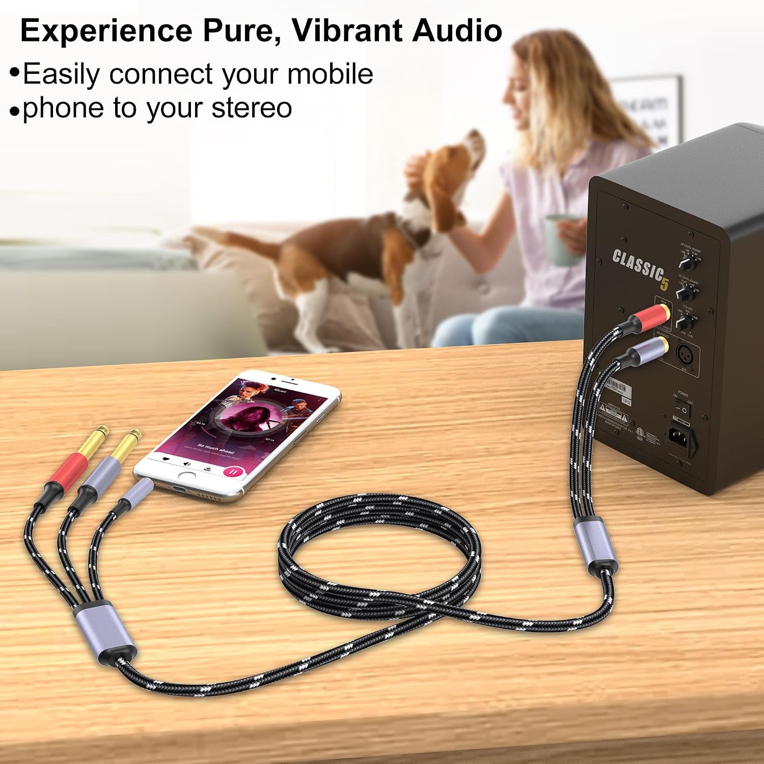 3.5Mm to RCA, Dual 1/4 TS to Dual RCA Cable, 2-In-1 Audio Cable, Gold-Plated Hifi Sound Headphone Jack Auxiliary Cord 1/8 Dual 6.35Mm Adapter Stereo Y Splitter for Phone Speaker MP3 Tablet HDTV 3.3FT