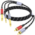 3.5Mm to RCA, Dual 1/4 TS to Dual RCA Cable, 2-In-1 Audio Cable, Gold-Plated Hifi Sound Headphone Jack Auxiliary Cord 1/8 Dual 6.35Mm Adapter Stereo Y Splitter for Phone Speaker MP3 Tablet HDTV 10FT