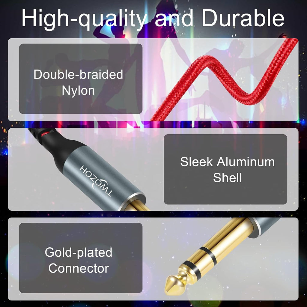 Jack 6.35Mm to 6.35Mm Balanced TRS Stereo Audio Cable, Male to Male 1/4 Inch Guitar Cable 0.5M (Profesional/Hifi)