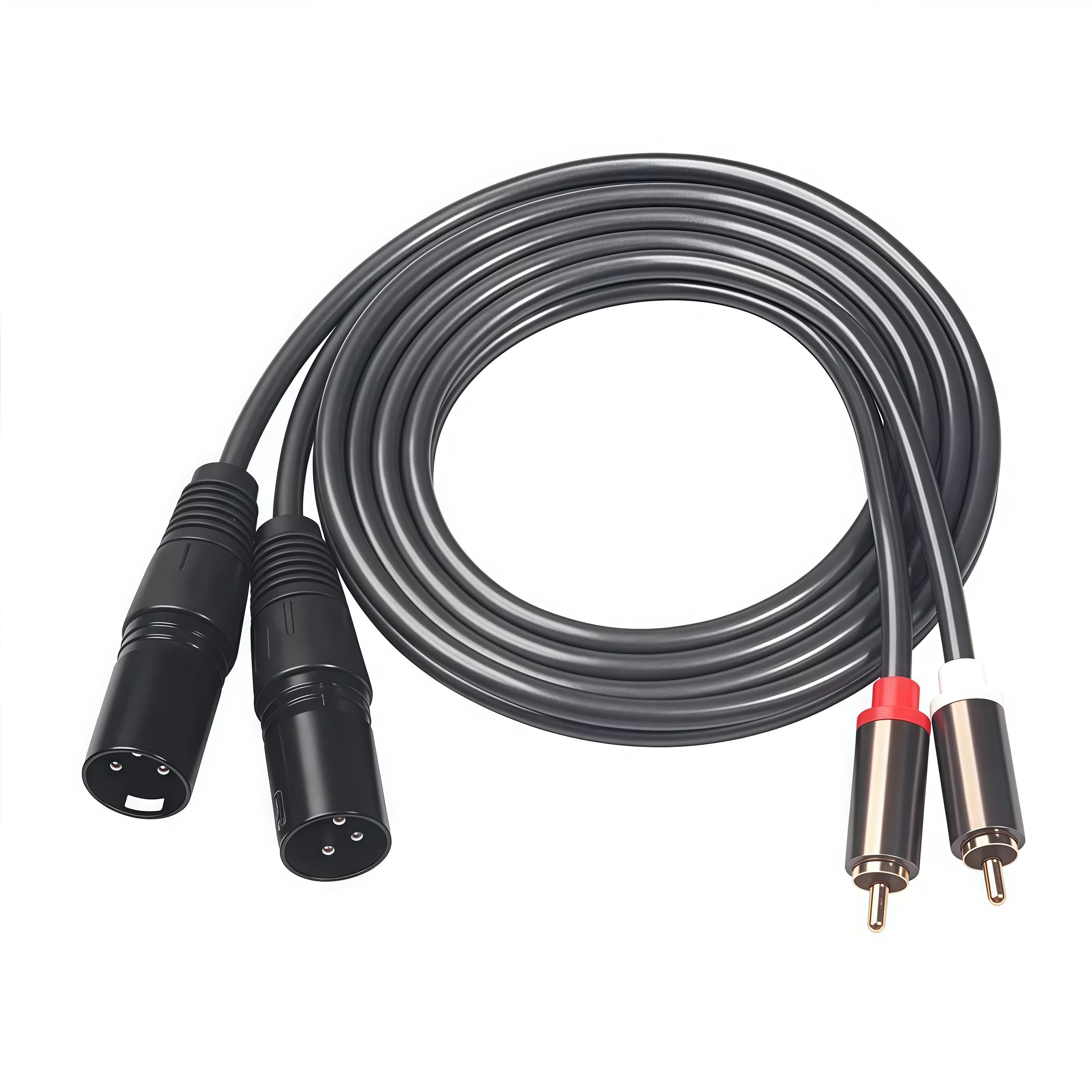2RCA to Dual XLR (Male/Female) Shielded Audio Cable | 1.5M | Oxygen-Free Copper (OFC) | for Amplifier, Mixer, Speakers